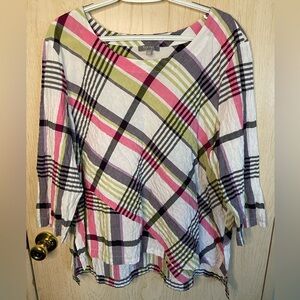 HABITAT clothes you live in Mixed Plaid Pullover shirt - Fiesta Sz XL